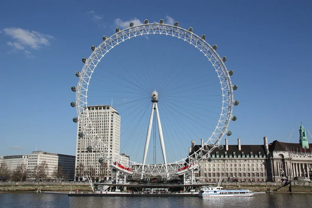 he iconic London Eye ferris wheel on a clear day, symbolizing a popular accessible attraction for accessible travel in London.